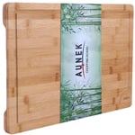 AUNEK Chopping Board, Premium Extra Large Organic Bamboo Wooden Cutting Board (44.5x30x2cm) with Deep Drip Juice Groove Easy Clean Kitchen Serving Tray for Food Prep Meat Vegetable Fruit Bread Cheese
