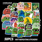 50pcs/Lot Brand Green Sad Frog Stickers For Laptop Luggage Fridge Notebook Skateboard Funny Graffiti Stickers For Kid