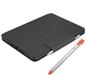 Logitech Rugged 10.2” iPad Keyboard Folio & Crayon Smart Pencil Bundle, Black