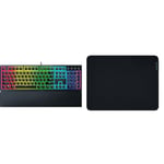 Razer Ornata V3 - Low Profile Gaming Keyboard UK Layout | Black & Gigantus V2 Medium - Soft Medium Gaming Mouse Mat for Speed and Control Black