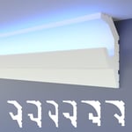 Heximo - led Moulures 2en1, éclairage indirect Corniche de plafond xps Polystyrene: 1.7 mètres / 1 réglette, HLED-19 - 53x100 mm (de)