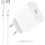 Iphone 14 13 12 11 Chargeur Rapide Usb C Prise Et 2M Cable For Iphone 14 13 12 11 Pro Max Plus X Xs Xr Se, 20W Usbc Secteur A[H175]