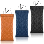 Lädermjukt glasögonfodral 3-pack, bärbart resefodral med klämförslutning för solglasögon, smalt PU-fodral för solglasögon, glasögonfodral för kvinnor och män