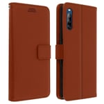 Housse Folio - AVIZAR - Sony Xperia L4 - Brun - Coque Souple - Fermeture Aimantée kastanj