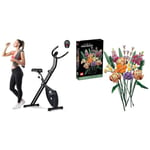 EVOLAND Exercise Bike, Fitness Bike with LCD Display and 8-Level Adjustable Magnetic Resistance & LEGO 10280 Icons Flower Bouquet, Artificial Flowers, Set for Adults, Decorative Home Accessories