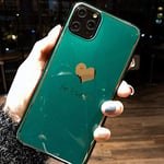 ECMQS Couple Letter Case For Iphone 11 Pro Max Xs Xr X 8 7 Plus Plating Soft Tpu Case Heart Cover For Iphone 11 Pro For iPhone 11 Green Heart