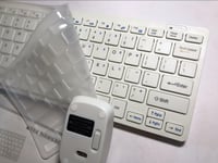 White Wireless Small Keyboard & Mouse for LG 55LM671S Smart TV