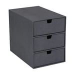 Bigso Box of Sweden rangement de tiroir pour documents et fournitures de bureau – organiseur bureau avec 3 compartiments – module de rangement bureau en panneaux de fibres et papier – noir