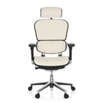 hjh OFFICE Chaise de bureau / fauteuil direction ERGOHUMAN cuir blanc