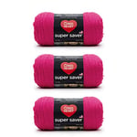 Red Heart Super Saver Lot de 3 pelotes de laine Rose vif