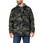 Cherokee Men's Fleece Hooded Duck Shirt Jacket with Hydroshield Work Utility Outerwear, Hunter Green Camo, XXL