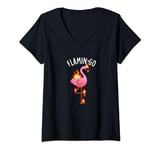 Womens Flamin-go Funny Flamingo Pun V-Neck T-Shirt