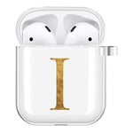 Initial Name silicone Soft TPU Earphone Protect Cover Protective Case Cover for Apple AirPods 1/2 Gen, Charger box Case Skin (letter I)