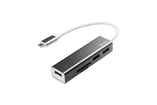 LogiLink USB-C 3-portshubb med kortläsare - hubb - 3 portar