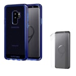 tech21 Samsung Galaxy S9 Plus Protective Case Blue Evo Check Drop Protection Silicone Lightweight 2 Piece Bundle Screen Protector for Samsung Galaxy S9 Anti-Scratch