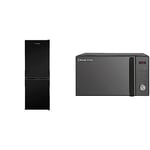 Russell Hobbs Low Frost Black 60/40 Fridge Freezer, 173 Total Capacity & RHM2076B 20 Litre 800 W Black Digital Solo Microwave with 5 Power Levels, Automatic Defrost, 8 Auto Cook Menus, Easy Clean