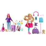 Barbie FWV26 Daisy Doll and Travel Set with Kitten, Luggage, Guitar and Accessories, Multicolour and ​Chelsea Travel Doll, Blonde, With Puppy, Carrier & Accessories, For 3 To 7 Year Olds, FWV20