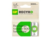 Gp Batteries Recyko Pro Recyko C, Laddningsbart Batteri, C, Nickel-Metallhydrid (Nimh), 1,2 V, 2 Styck, 3000 Mah