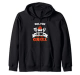 BOLTON King of The Grill Grilling BBQ Chef Master Cooking Zip Hoodie
