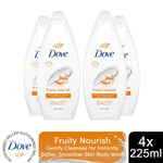 Dove Body Wash Hydrate, Fruity Nourish or Velvet Glow with 0% Sulfate SLES,225ml