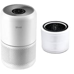 Levoit Air Purifiers for Home Bedroom with H13 HEPA & Carbon Air Filters CADR 187 m3/h & Core 200S-RF Air Purifier Filter, 3-in-1 H13 HEPA, High-Efficiency Activated Carbon, White [Energy Class A++]