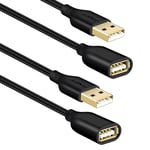 Fasgear USB 2.0 Extension Cable: a Male to a Female USB Extension Lead for Charging and Syncing - USB Extender for Printers |Cameras|Mouse|Keyboards & other Computer Accessories(10ft, 2 Pack Black)