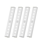 Motion Sensor Closet Light,10 LED Light for Night, Automatic Movement Detector, Rechargeable Battery Powered, for Stairs Kitchen Wardrobes Closets Cabinets, 5 Self Adhesive Magnetic Strip, 4 Pack