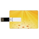 64G USB Flash Drives Credit Card Shape Yellow Memory Stick Bank Card Style Reflection of Rising Sun with Various Star Images Sky ation Decorative,Orange Yellow Waterproof Pen Thumb Lovely Jump Drive U