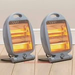 2 × Electric Halogen Quartz Free Standing Instant Heater Small Portable Home