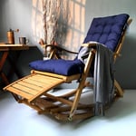 A/N Bois de Bambou Pliant Chaise berçante, réglable Accueil Balcon Balançoire Chaises Longues, Jardin Patio Plage Loisirs Fauteuil,Bleu