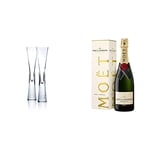 LSA Moya Champagne Flute 170ml Clear | Set of 2 | Mouthblown & Handmade Glass | MV17 and Moët & Chandon Impérial Brut, Gift Box, 75cl