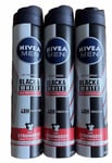 Nivea Men Anti-Perspirant Black & White 48h Protection 3 x 200ml BNIB Free UKP&P