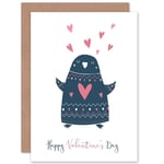 Happy Valentines Penguin Cute Sweet Romance Love Greetings Card Plus Envelope Blank inside