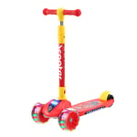 NEWCURLER 2-in-1 Kick Scooter with Removable Seat,4 Height Adjustable Pu Wheels Extra Wide Deck,Step Brake, Lean 2 Turn, Ride on Toys for Children 3 Year Plus,Red