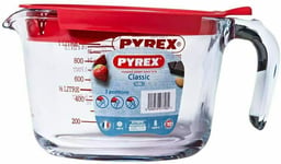 Pyrex 1.0L Transparent Classic Glass Measuring Jug  Lid High Resistance New