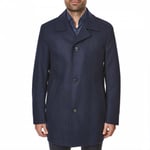 New Hugo BOSS mens blue virgin wool suit pea overcoat jacket coat 40R Large £399