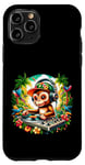 Coque pour iPhone 11 Pro Monkey Casque de DJ amusant pour homme, femme, enfant