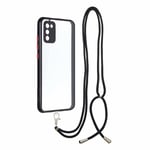 Crossbody Case for Samsung Galaxy A11 M11, Phone Strap with Adjustable Lanyard Cord Detachable Rope, Soft Silicone Clear Transparent TPU Cover with Neck Cord Lanyard for Samsung Galaxy A11 M11 black