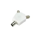2-Way TV Aerial Coaxial Splitter - Seamless Signal Distribution Y Adapter -White