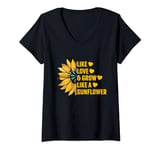 Womens Mothers Day Live Love Grow Like A Sunflower Yellow Sunflower V-Neck T-Shirt