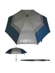 H2NO Dual Canopy Windproof Large Golf Umbrella - 68" (172cm) Auto-Opening, Fibreglass Frame, UV Protection - Navy/Grey