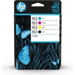 HP Hp 953-paket Med 4 Originalbläckpatroner, Svart / Cyan Magenta Gul (6zc69ae) För Officejet Pro 7700/8200/8700