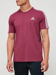 Adidas Badge Of Sport 3 Stripe T-Shirt - Burgundy