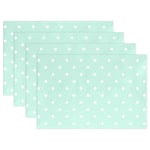 Jereee Mint Green White Polka Dot Set of 6 Placemats Heat-resistant Table Mat Washable Stain Resistant Anti-skid Polyester Place Mats for Kitchen Dining Decoration