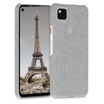 kwmobile Fabric Case Compatible with Google Pixel 4a - Case Hard Protective Phone Cover with Material Texture - Light Grey