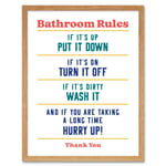 Funny Bathroom Rules Art Toilet Rules Sign Wall Art Art Print Framed Poster Wall Decor 12x16 inch