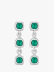 Jon Richard Emerald Infinity Earrings, Green/Silver