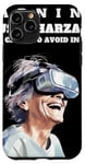 Coque pour iPhone 11 Pro Ancien panneau d'avertissement en réalité virtuelle Funny Grandma VR User Gamer