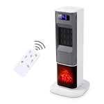 Portable Heater Energy Efficient, Ceramic Tower Fan, Fire place, White - Nuovva