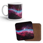 Mug & Coaster Set - Nebula Alien Pink Space Solar System Stars Galaxy Gift #8076